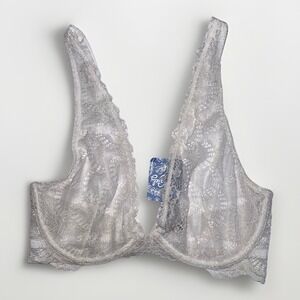 NWT Intimately Free People Ivory White Lace Plunge Underwire Bra Bralette 32D